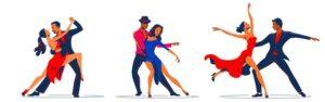 Paare tanzen Tango. Tanzfiguren. Vektor-Illustration